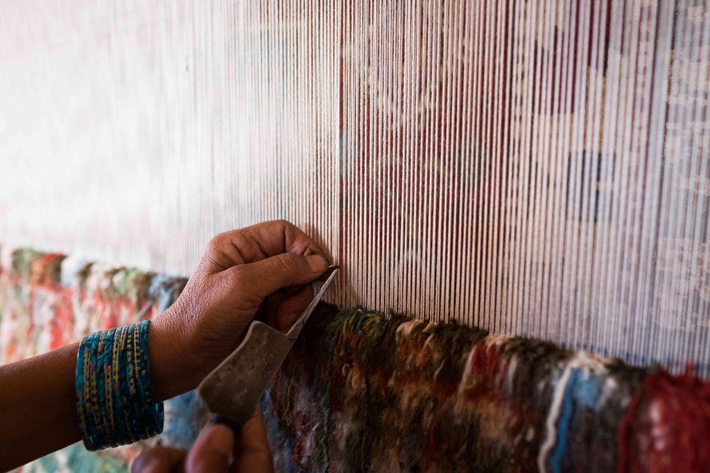 Traditional carpet weaving.
