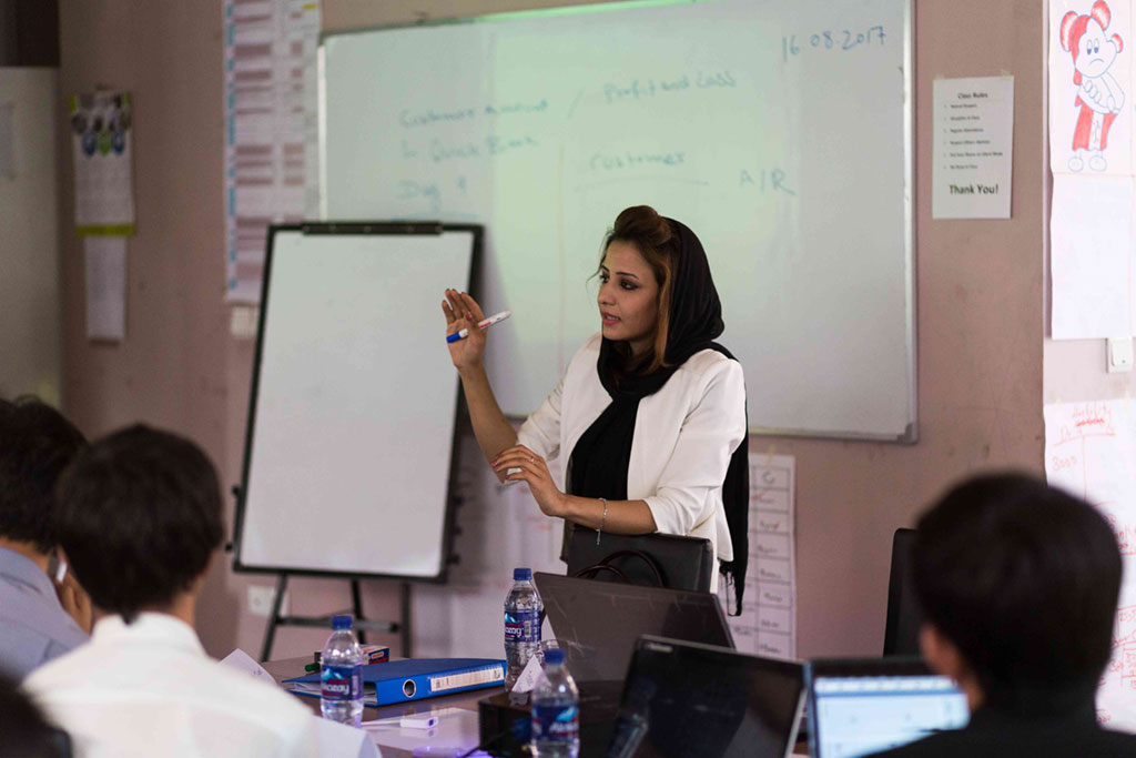 Negina Yari gives an AWDP training.